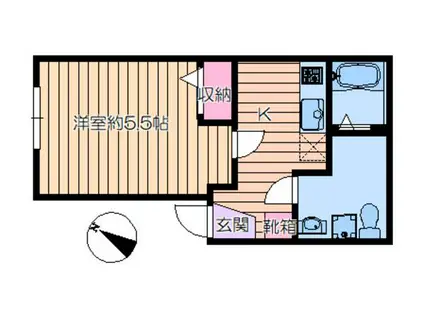 LIVEGREEN(1K/1階)の間取り写真