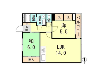 サンプリンス伊丹(2LDK/3階)の間取り写真