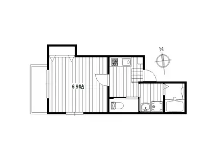 キャメル二和向台D棟(1K/1階)の間取り写真