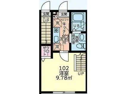 メゾンセレーヌ(1K/1階)の間取り写真