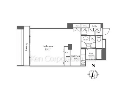 リバーシティ21イーストタワーズ(ワンルーム/35階)の間取り写真