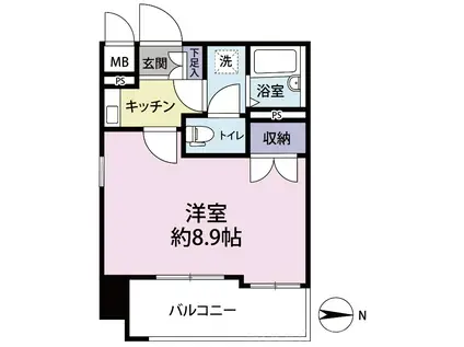 ダイアパレス姪浜(1K/3階)の間取り写真
