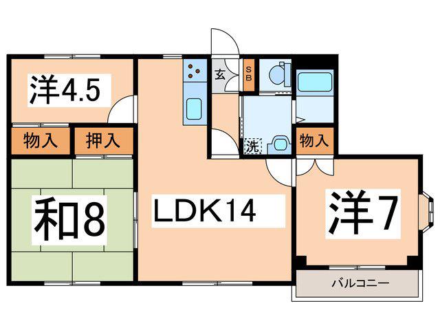 ステータスヒル甲府五番館(3LDK/1階)の間取り写真