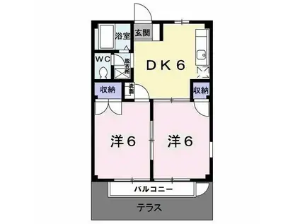 ファミールヤエス(2DK/1階)の間取り写真