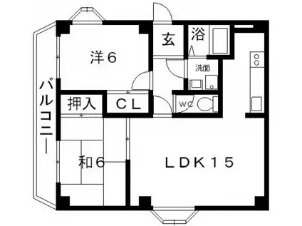 エスポワール藤ヶ丘(2LDK/6階)の間取り写真