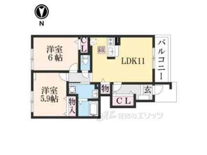 ソル・レヴェンテ・ウーノ(2LDK/1階)の間取り写真