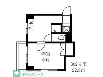 フェリシモサチ(1K/3階)の間取り写真