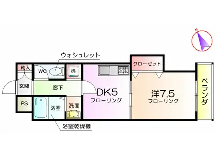 ウインドヴァリィ2番館(1DK/7階)の間取り写真