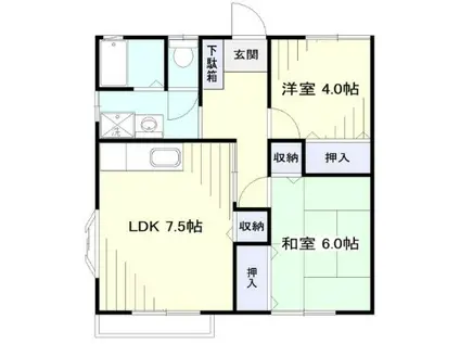 光山ハイツ(2LDK/2階)の間取り写真