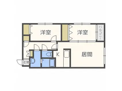 コスモフラット(2LDK/3階)の間取り写真