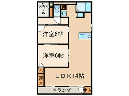 啓周マンション(2LDK/1階)の間取り写真