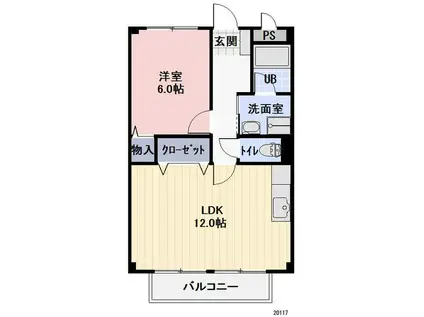 リバーサイドいかり(1LDK/1階)の間取り写真