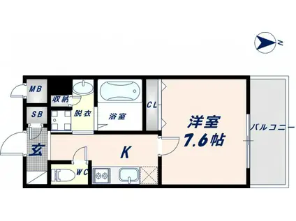 パラゴン布施駅前(1K/7階)の間取り写真