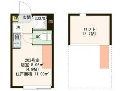 LEI MAILE ELUA(ワンルーム/1階)の間取り写真