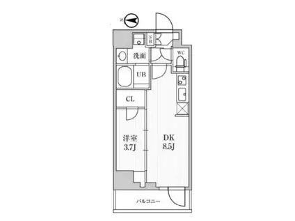 シーズンフラッツ住吉(1LDK/4階)の間取り写真