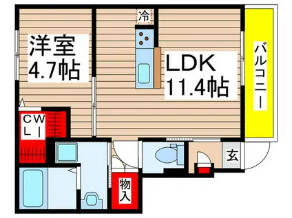 アムール計画(1LDK/1階)の間取り写真