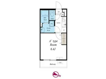 リブリ・道場北(1K/1階)の間取り写真