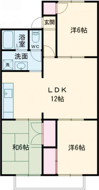ミヨシコーポB棟(3LDK/2階)の間取り写真