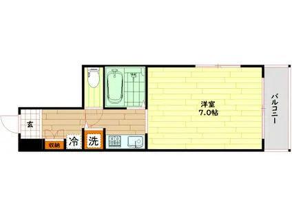 リーガル塚本V(1K/4階)の間取り写真