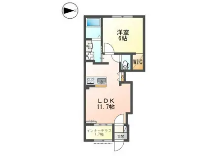 丹波篠山市西吹 アパート(1LDK/1階)の間取り写真