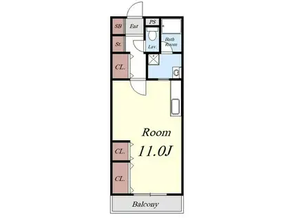 ヴィラージュシャルマン(ワンルーム/2階)の間取り写真