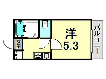 ときわ上筒井レクラン(1K/2階)の間取り写真