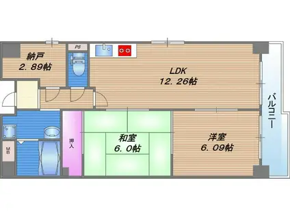 アルカディア玉造(2SLDK/2階)の間取り写真