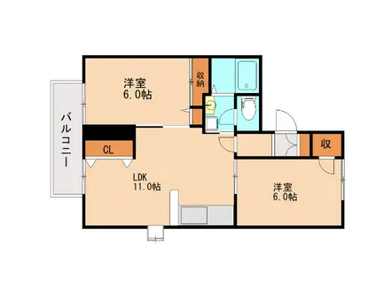 エル松永(2LDK/2階)の間取り写真