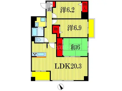 ヴァレンティア(3LDK/2階)の間取り写真