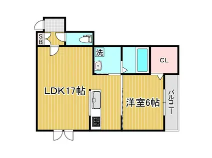 南浜町6番 AP(1LDK/3階)の間取り写真
