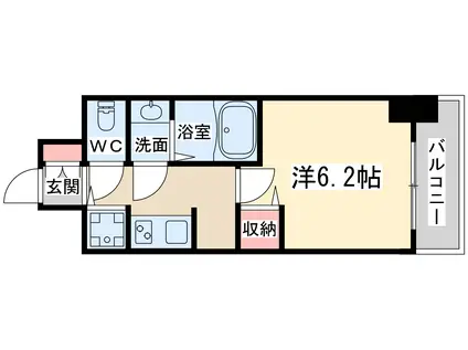 プレサンス扇町駅前(1K/2階)の間取り写真