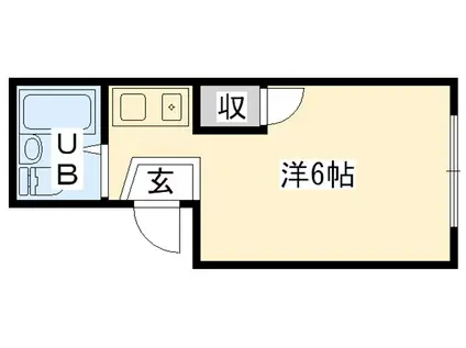 ポアール寺地(ワンルーム/4階)の間取り写真