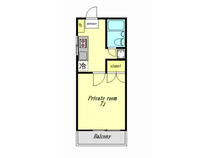 ウッディコーポ(1K/2階)の間取り写真