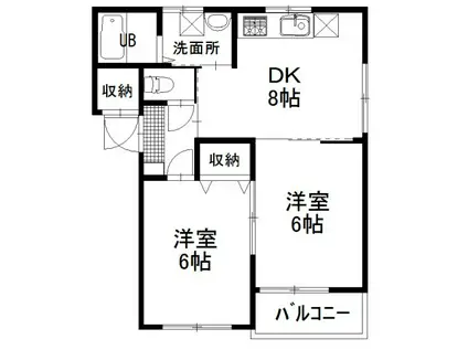 シティリバー(2DK/1階)の間取り写真