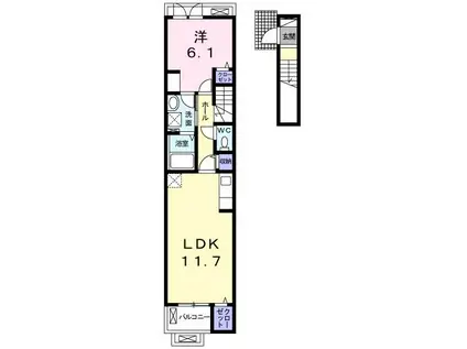 プレッソ 東加古川 I(1LDK/2階)の間取り写真
