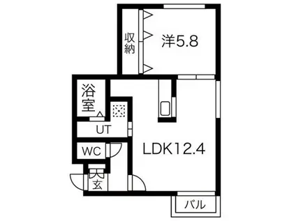 セントベル八軒(1LDK/3階)の間取り写真
