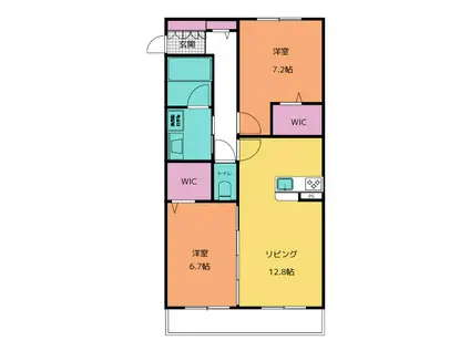 エクラシエN(2LDK/2階)の間取り写真