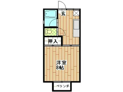 ノルウェイの森(1K/1階)の間取り写真