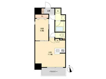 レジデンシア花の木(1LDK/6階)の間取り写真