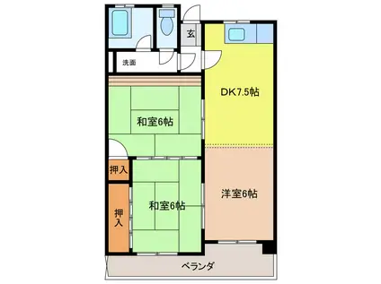 トヨダハイビル(3DK/2階)の間取り写真