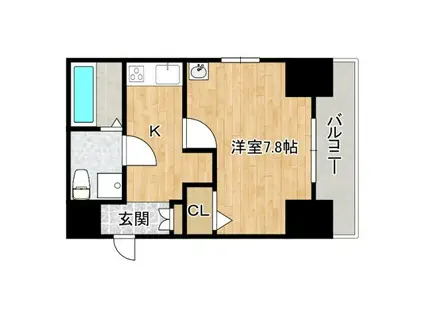 ブルービ-田辺駅前(1K/7階)の間取り写真