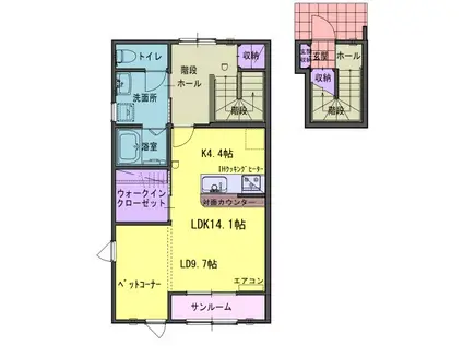 フォンターナE棟(1SK/1階)の間取り写真
