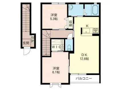 ライツフォルA棟(2LDK/2階)の間取り写真