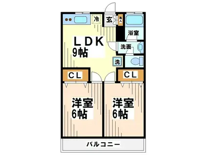 パレスのばら(2LDK/2階)の間取り写真