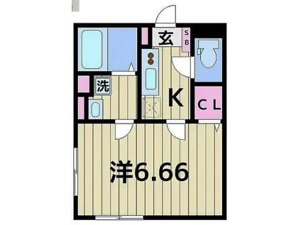 ウォールシーナ 北千住(1K/4階)の間取り写真