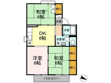 セジュール渡辺(3DK/2階)の間取り写真
