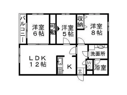 グリーン・クレイドル(3LDK/3階)の間取り写真