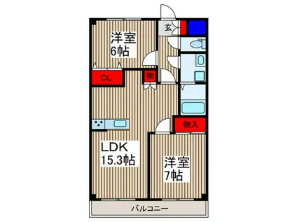 メゾンドワールドII(2LDK/3階)の間取り写真