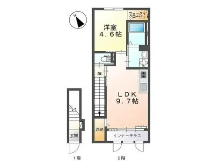 FIRST(1LDK/2階)の間取り写真