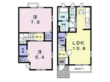 エイチ マーブル(2LDK/1階)の間取り写真